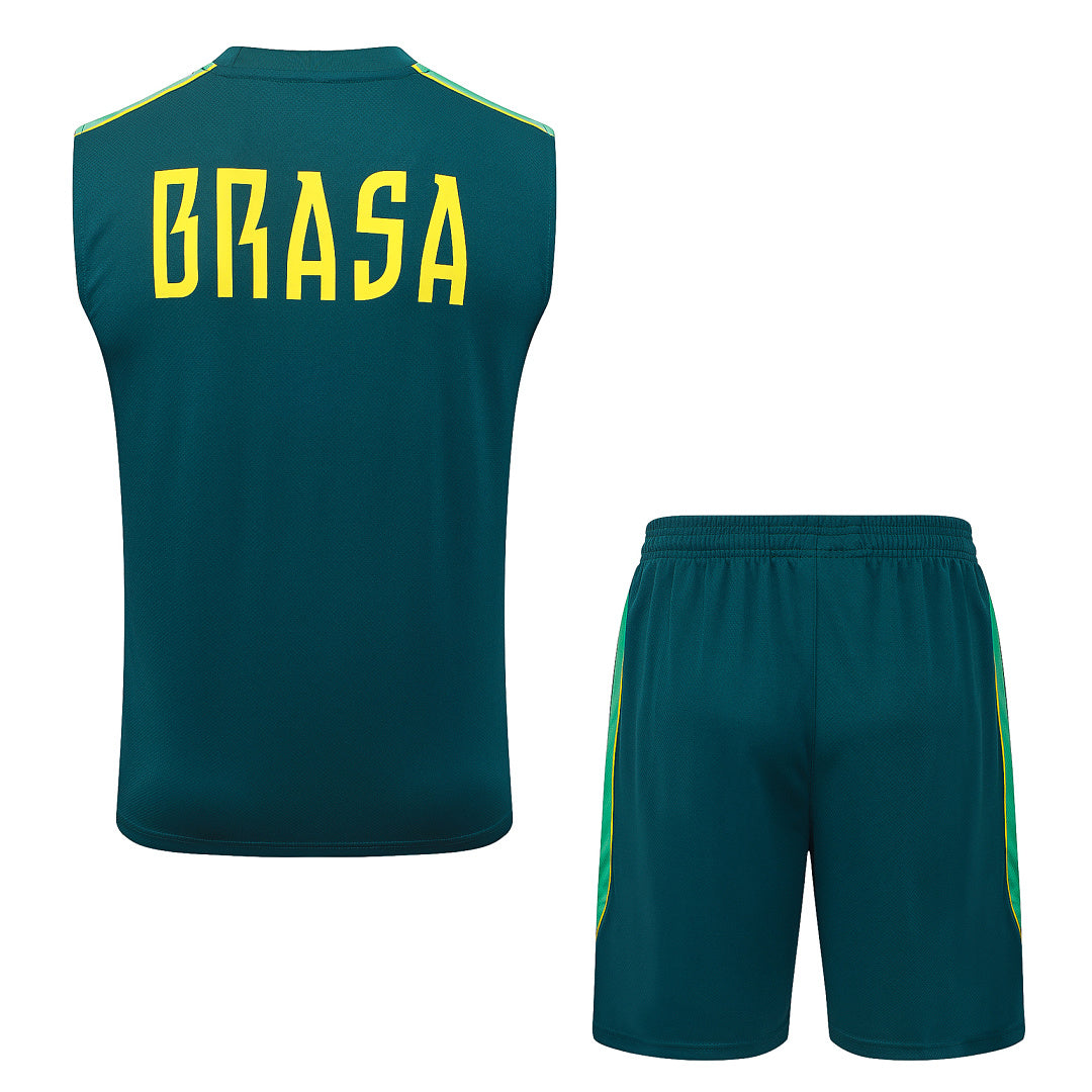 Kit Football Brésil Ensemble Débardeur Entraînement Vert Foncé 2627