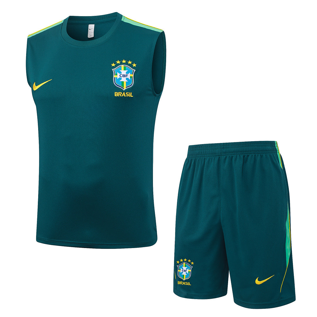Kit Football Brésil Ensemble Débardeur Entraînement Vert Foncé 2627