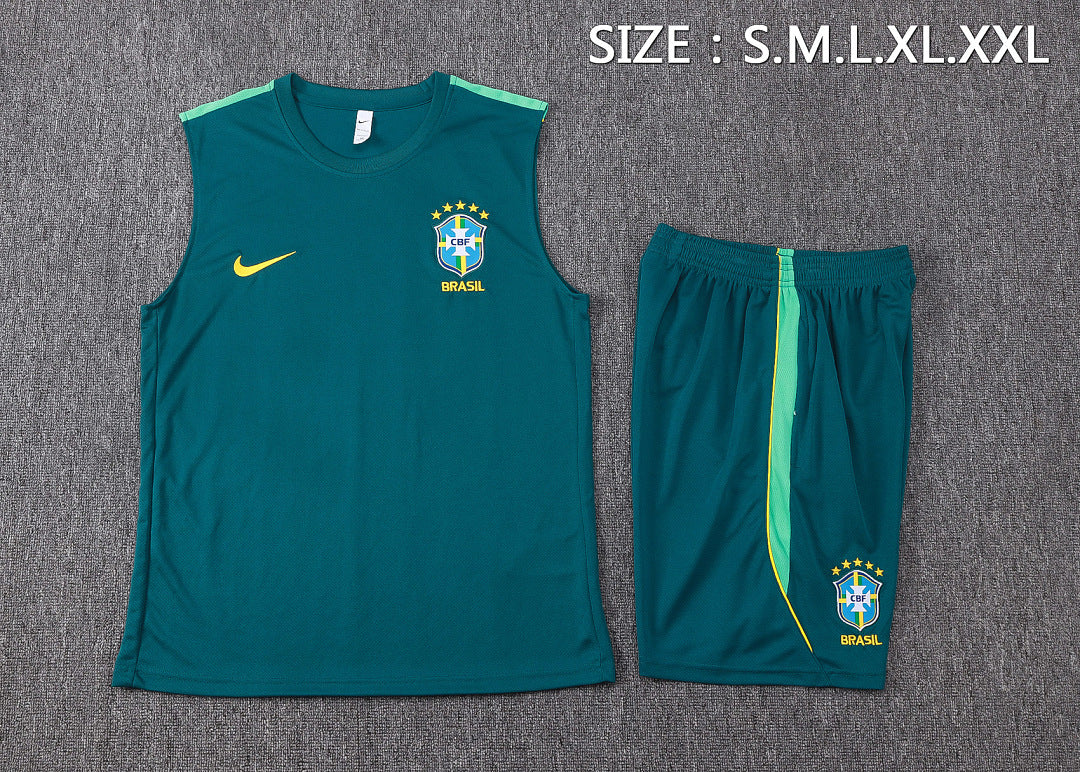 Kit Football Brésil Ensemble Débardeur Entraînement Vert Foncé 2627