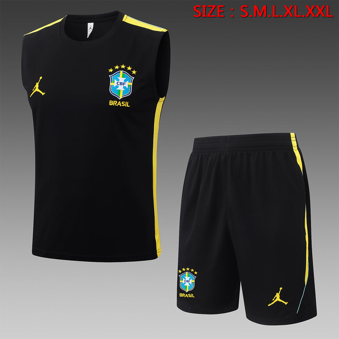 Kit Football Brésil Ensemble Training Noir Jaune