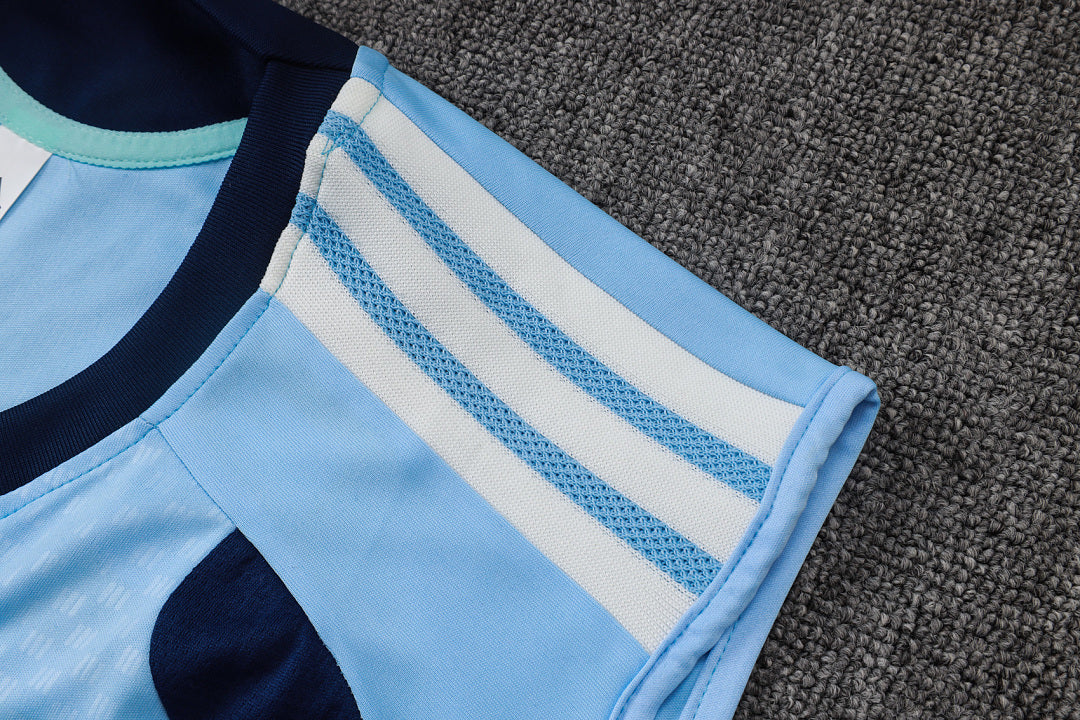 Kit Football Ensemble Training Sans Manches Bleu Clair