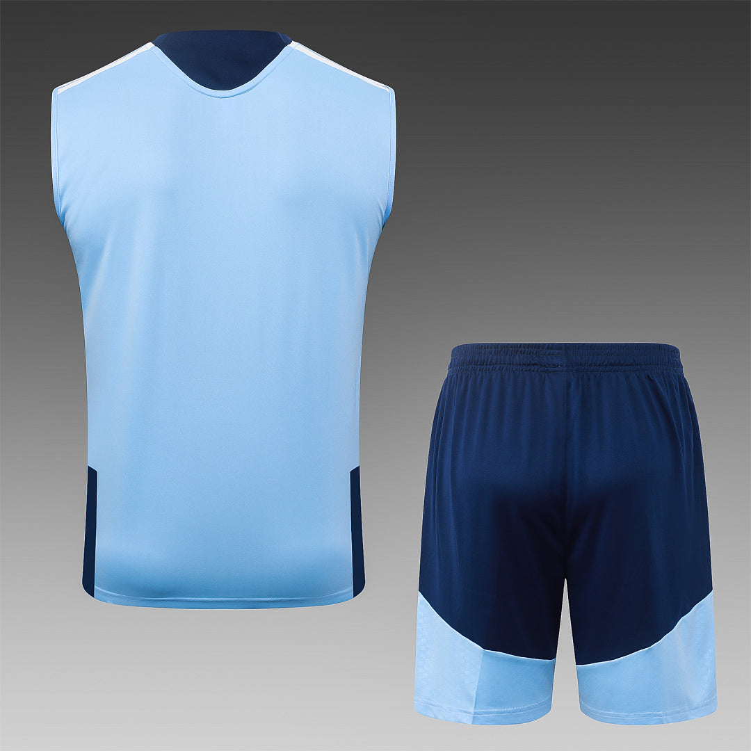 Kit Football Ensemble Training Sans Manches Bleu Clair