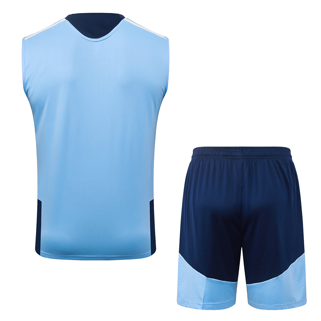 Kit Football Ensemble Training Sans Manches Bleu Clair