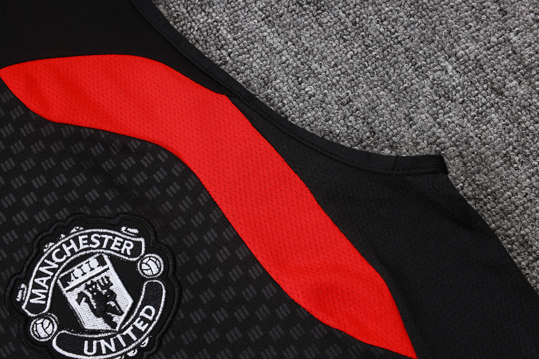 Kit Football Manchester Ensemble Training Sans Manches Noir