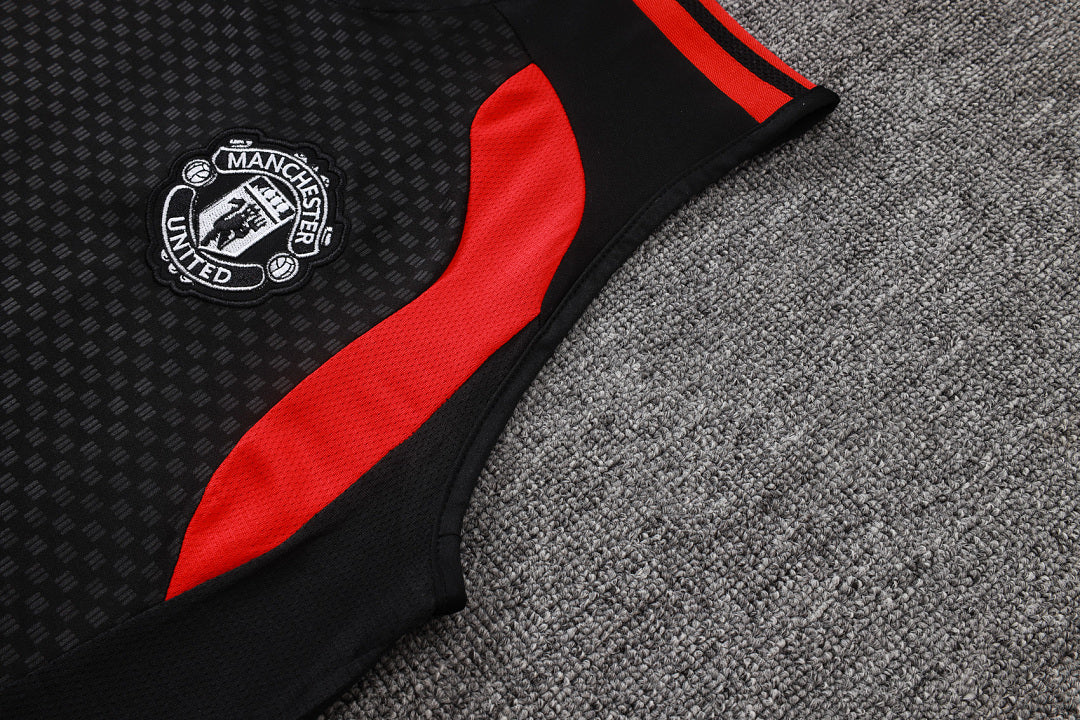 Kit Football Manchester Ensemble Training Sans Manches Noir