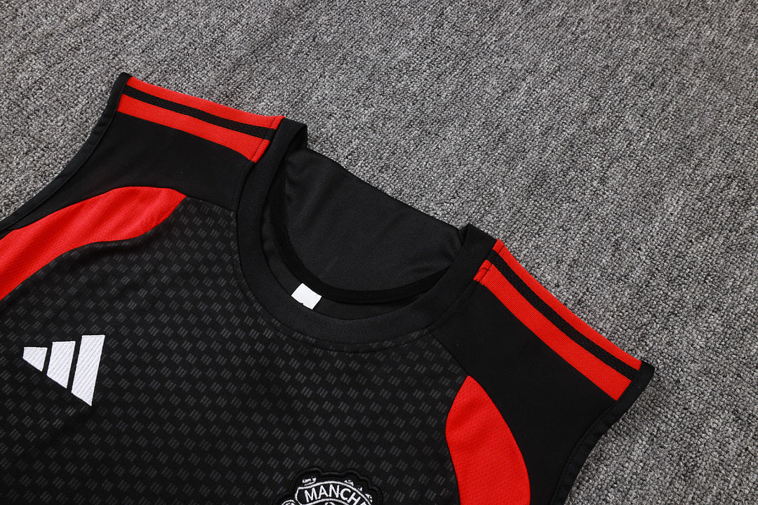 Kit Football Manchester Ensemble Training Sans Manches Noir