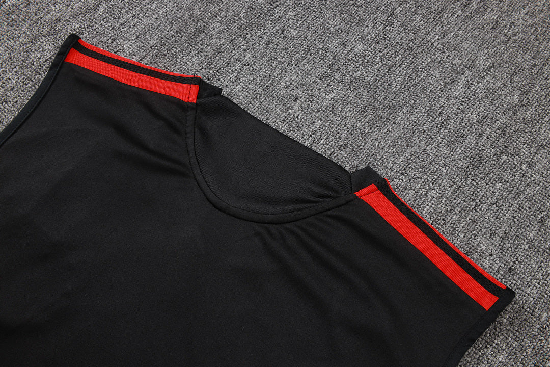 Kit Football Manchester Ensemble Training Sans Manches Noir