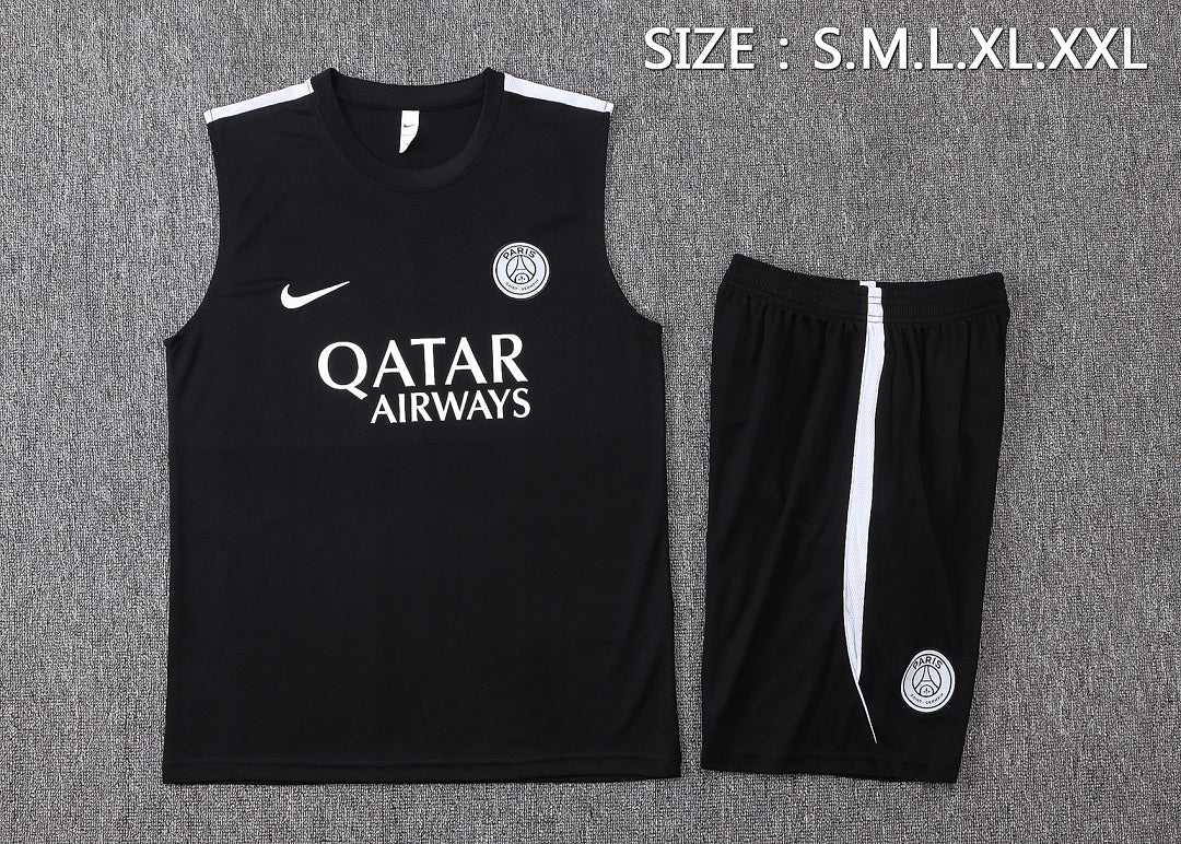 Kit Football Paris Ensemble Training Sans Manches Noir