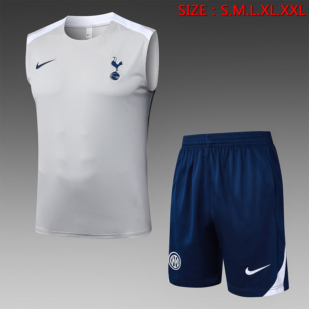 Kit Football Tottenham Ensemble Training Débardeur 2025/26 Gris Clair
