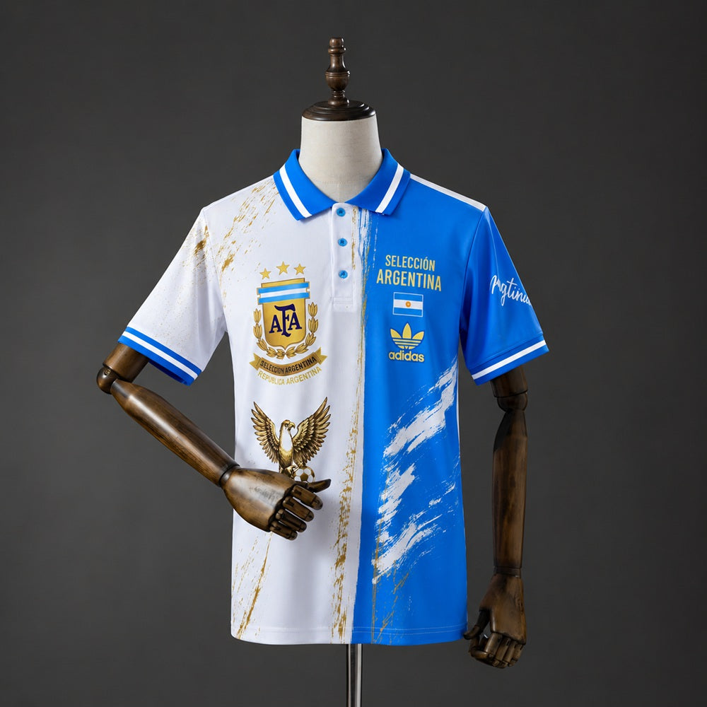 Maillot football Argentine Blanc et Bleu Polo 2026