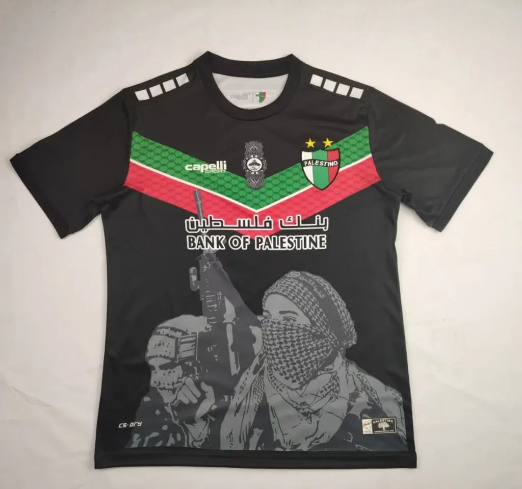 Maillot de football Palestine / Palestina FC Palestino Falistīn Noir Black فلسطين 2024/25