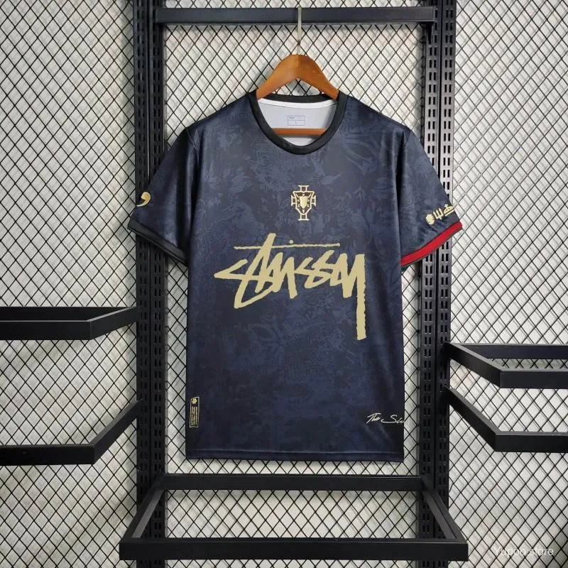 Maillot football Portugal RONALDO THE SIU Black Comma Football Stussy 2024/25