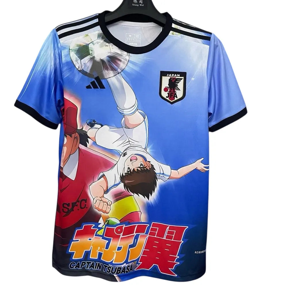 Maillot Japon T-shirt Adidas Olive et Tom – Captain Tsubasa – Japan JFA – Football Manga – Blanc & Bleu (Copie)