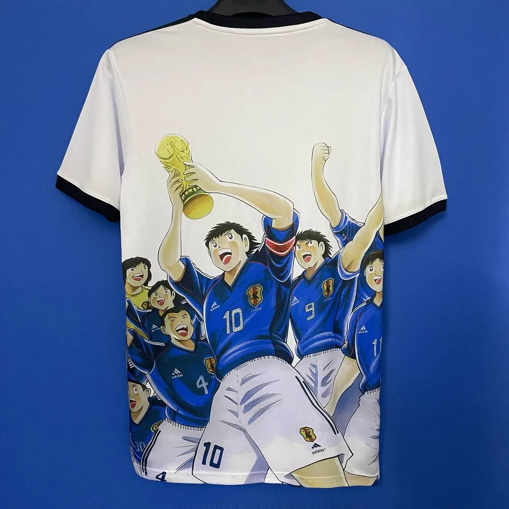 Maillot Japon T-shirt Adidas Olive et Tom – Captain Tsubasa – Japan JFA – Football Manga – Blanc & Bleu