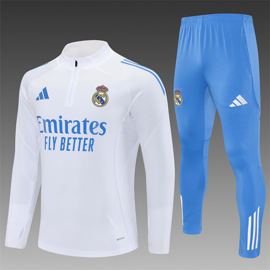Survêtement Ensemble Jogging Madrid 2025/26 Blanc Bleu Clair - Adulte
