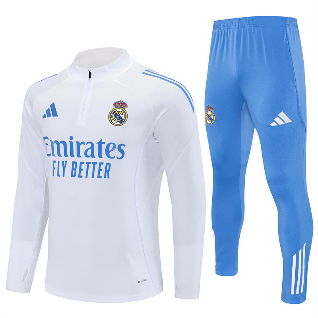 Survêtement Ensemble Jogging Madrid 2025/26 Blanc Bleu Clair - Adulte