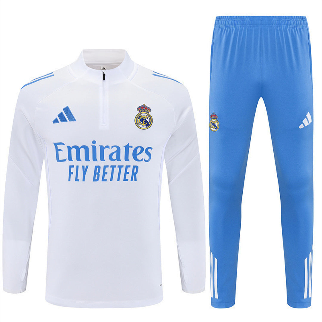 Survêtement Ensemble Jogging Madrid 2025/26 Blanc Bleu Clair - Adulte