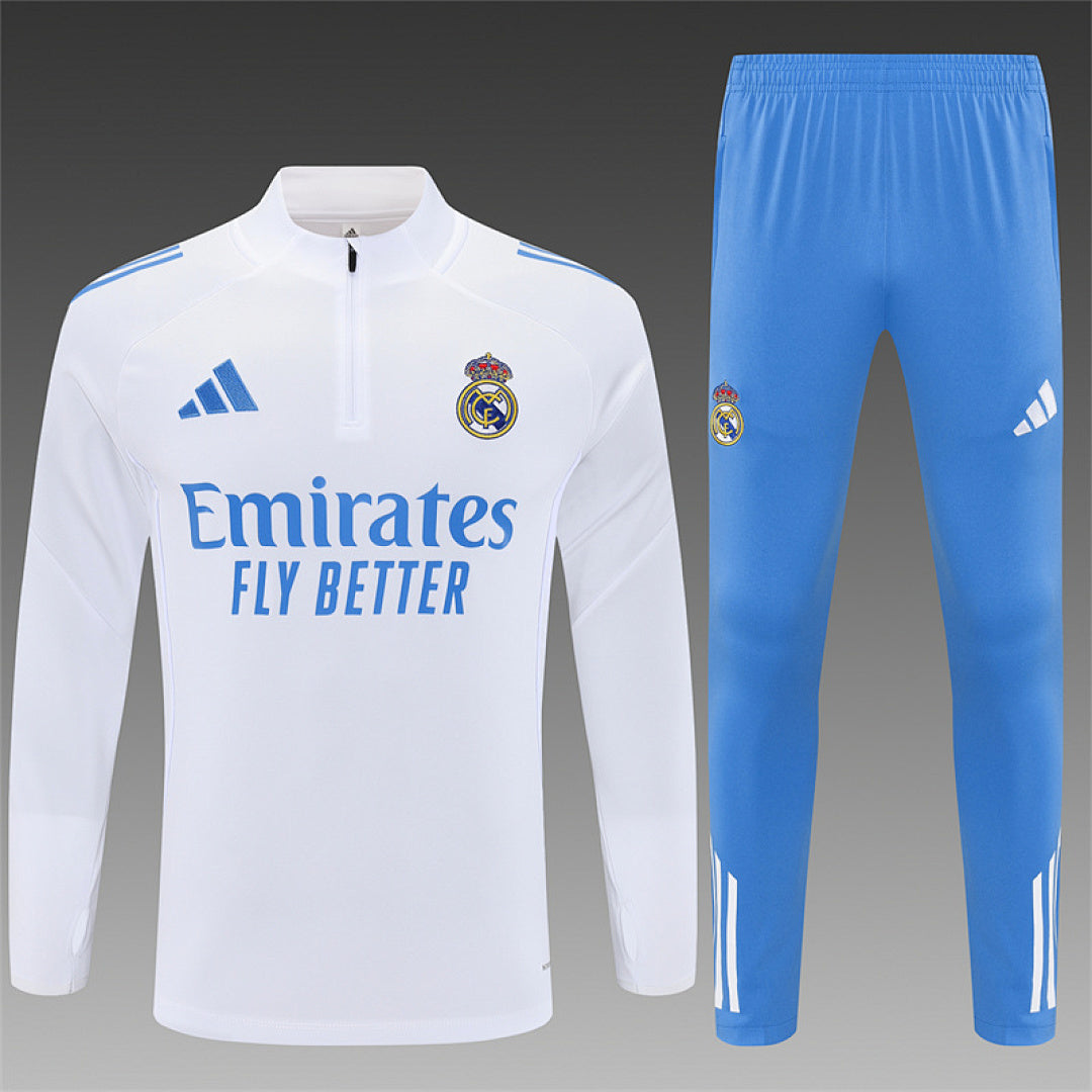 Survêtement Ensemble Jogging Madrid 2025/26 Blanc Bleu Clair - Adulte