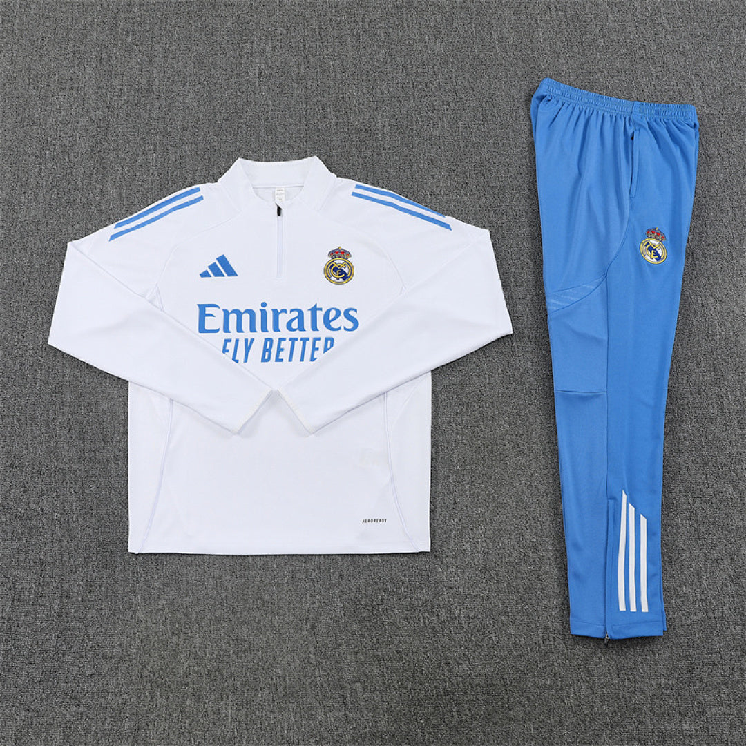 Survêtement Ensemble Jogging Madrid 2025/26 Blanc Bleu Clair - Adulte