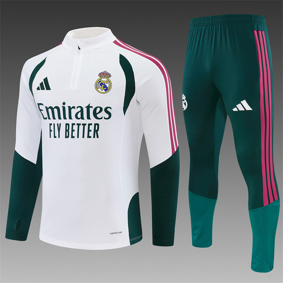 Survêtement Ensemble Jogging Real Madrid Blanc et Vert 2026/27 - Adult/ Enfant