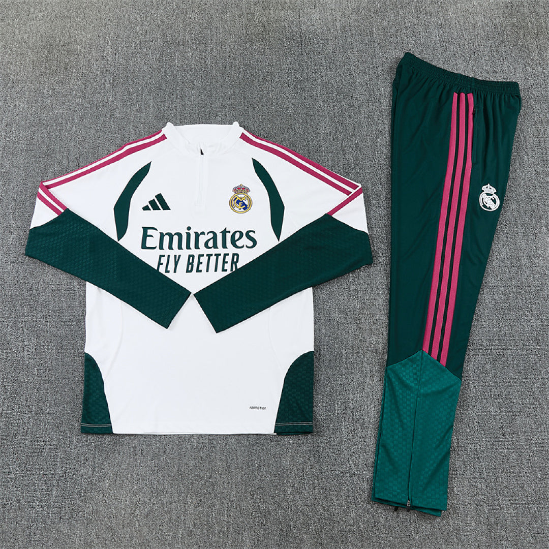 Survêtement Ensemble Jogging Real Madrid Blanc et Vert 2026/27 - Adult/ Enfant