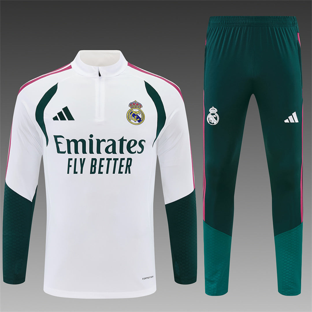 Survêtement Ensemble Jogging Real Madrid Blanc et Vert 2026/27 - Adult/ Enfant