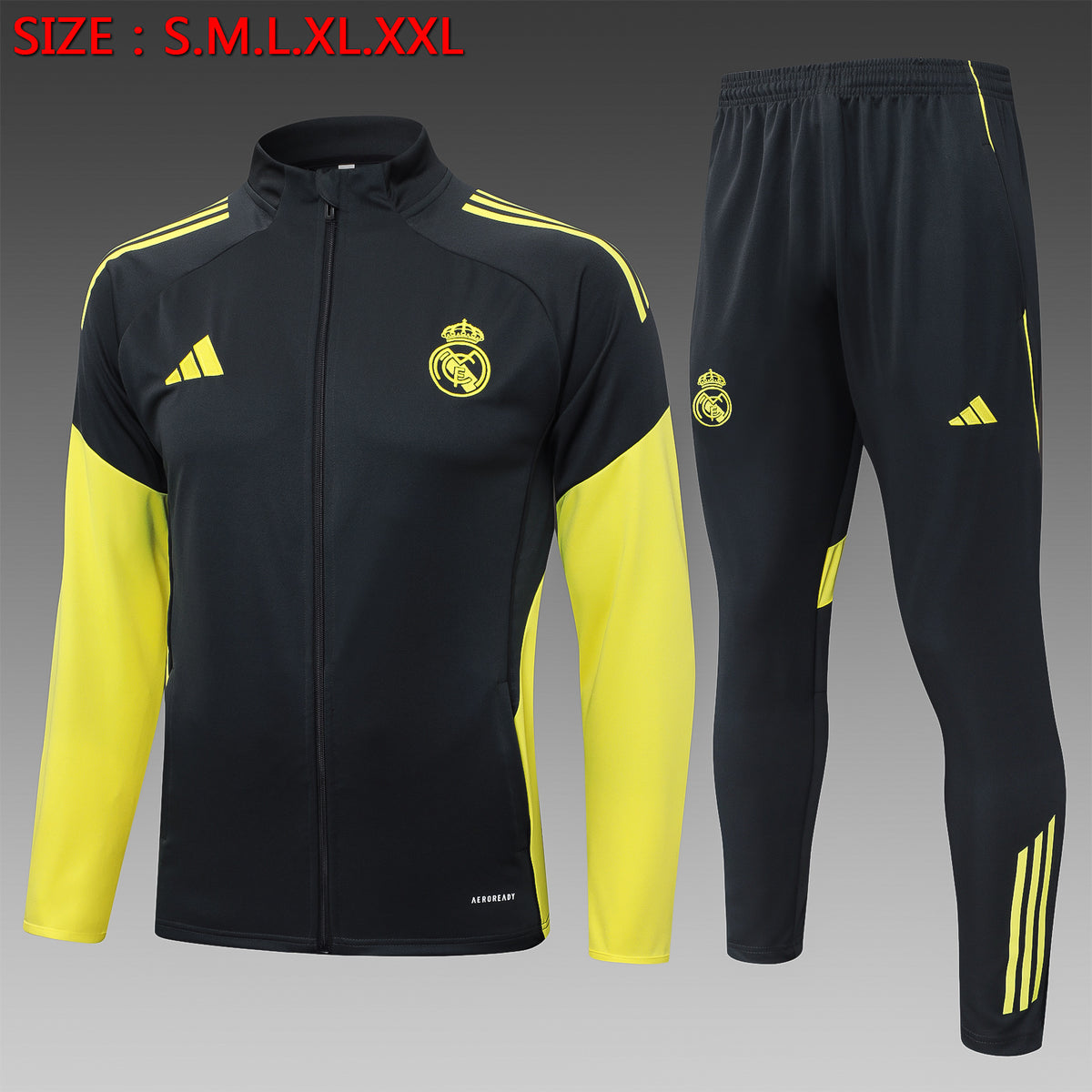 Survêtement ensemble jogging Real Madrid Gris Foncé Jaune 2025/26