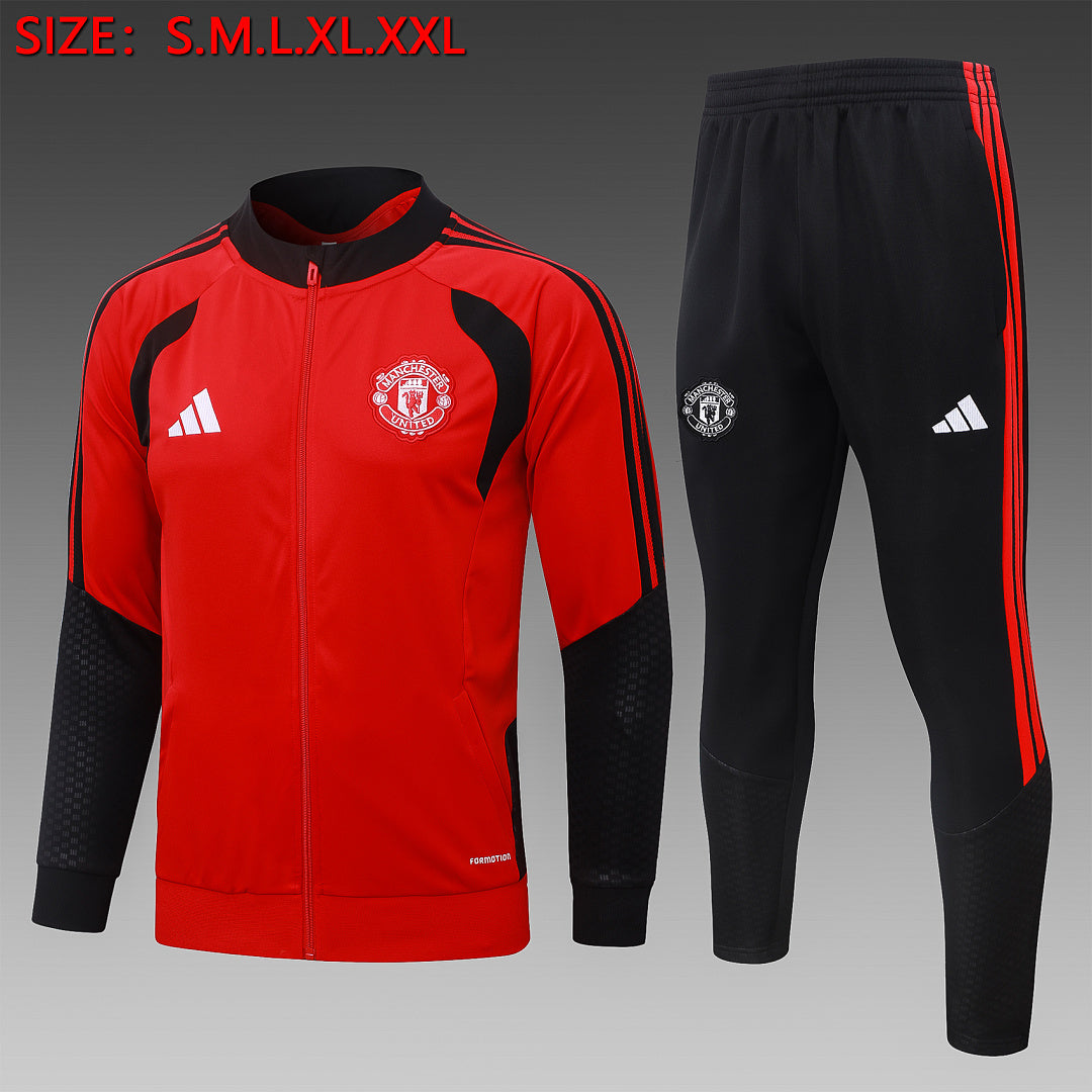 Survêtement Ensemble Jogging Veste Zippée Manchester Rouge et Noir