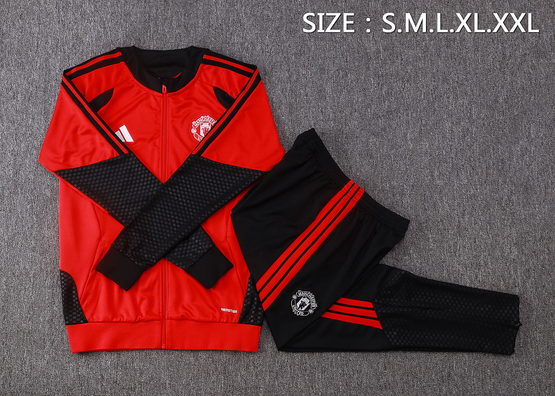 Survêtement Ensemble Jogging Veste Zippée Manchester Rouge et Noir