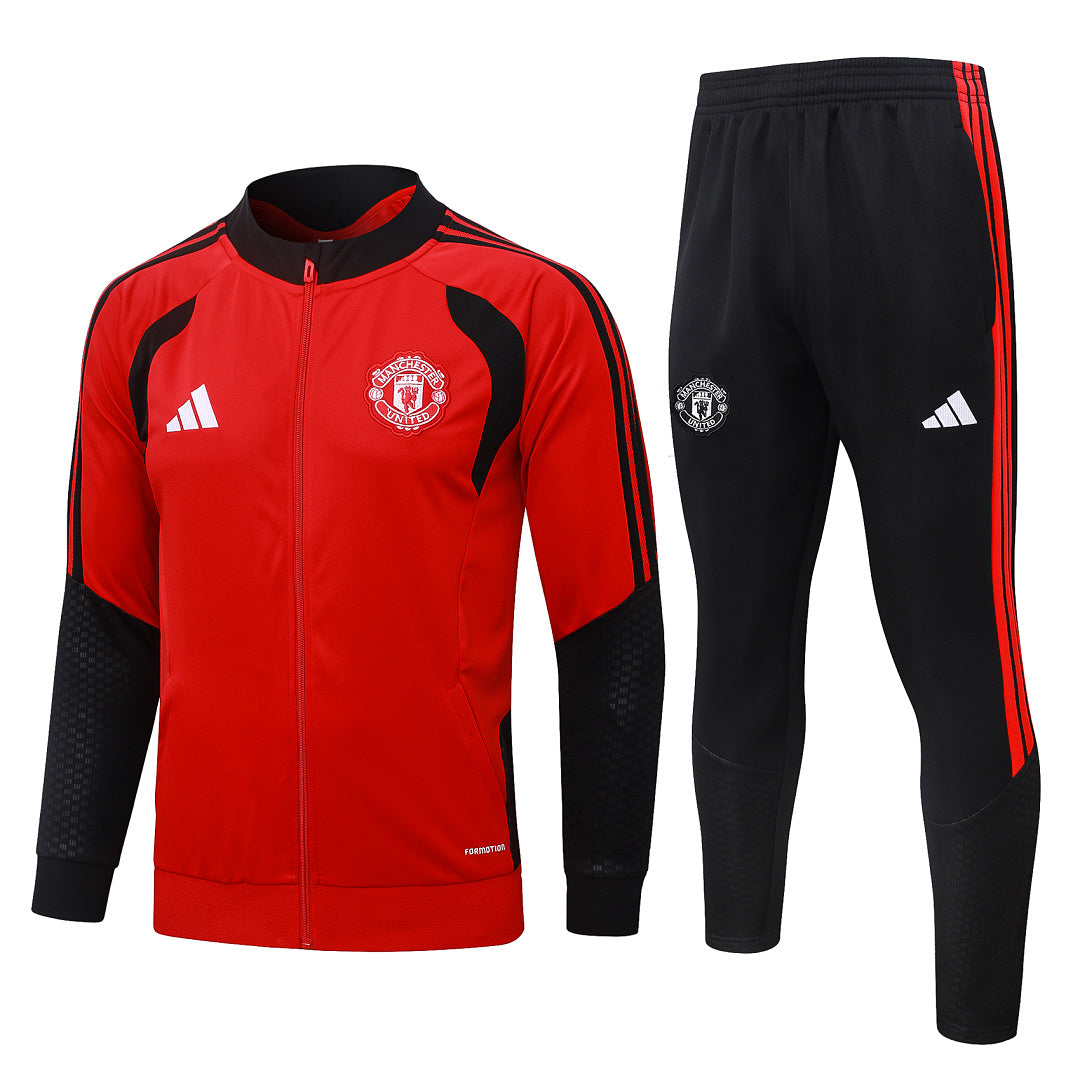 Survêtement Ensemble Jogging Veste Zippée Manchester Rouge et Noir