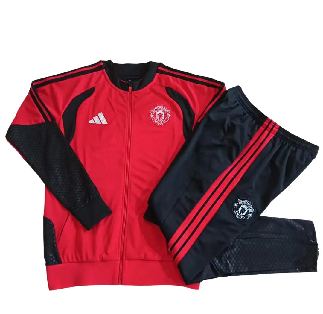 Survêtement Ensemble Jogging Veste Zippée Manchester Rouge et Noir