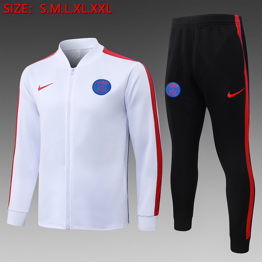 Survêtement Ensemble Jogging Veste Zippée Paris Blanc Rouge