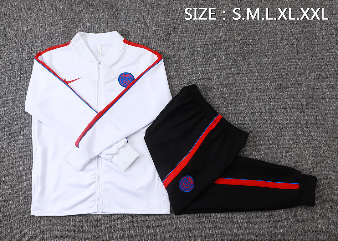 Survêtement Ensemble Jogging Veste Zippée Paris Blanc Rouge