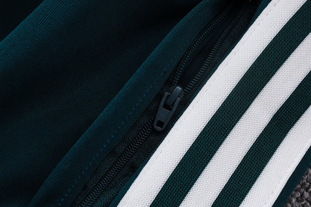 Survêtement Ensemble Veste Fermeture Éclair Real Madrid Vert Foncé Beige