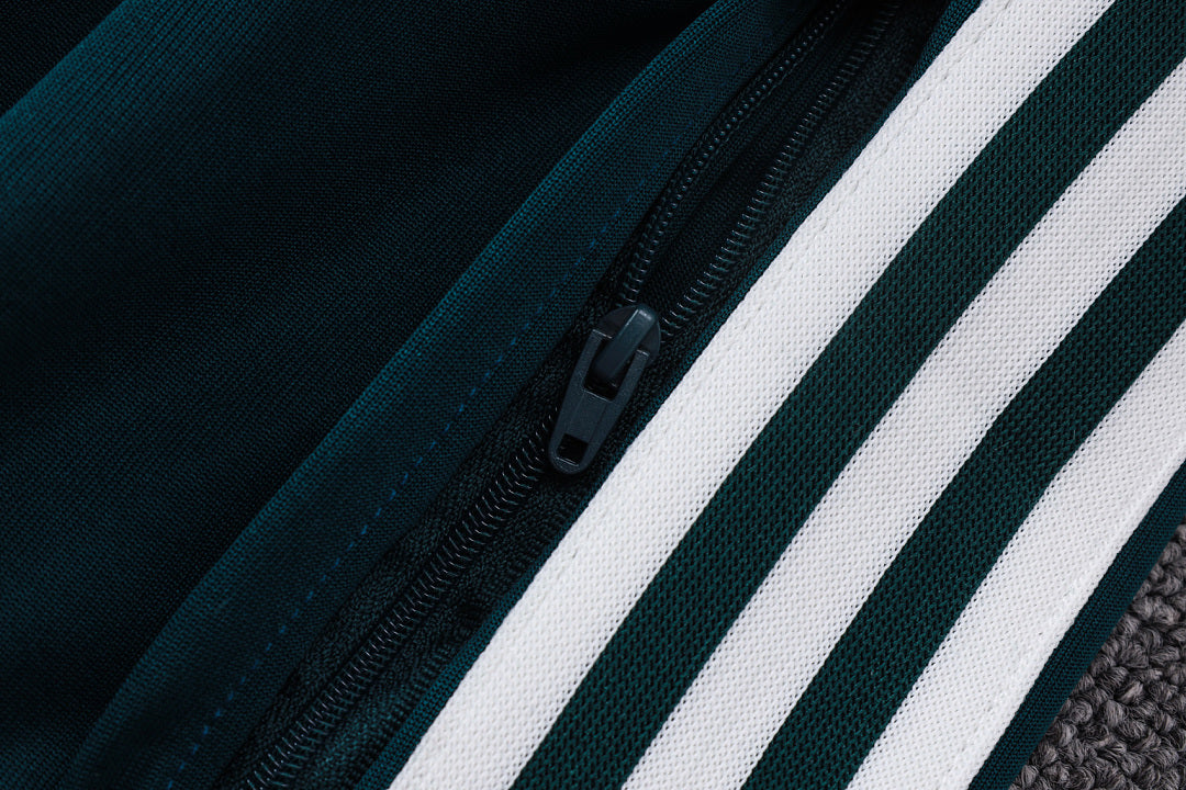 Survêtement Ensemble Veste Fermeture Éclair Real Madrid Vert Foncé Beige
