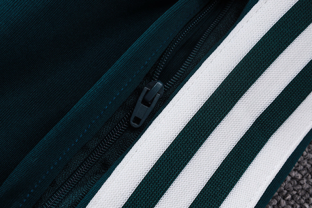 Survêtement Ensemble Veste Fermeture Éclair Real Madrid Vert Foncé Beige