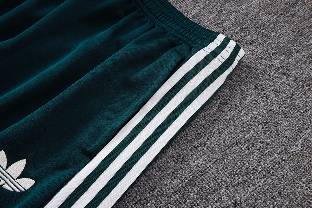 Survêtement Ensemble Veste Fermeture Éclair Real Madrid Vert Foncé Beige
