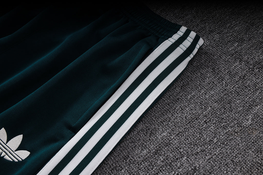 Survêtement Ensemble Veste Fermeture Éclair Real Madrid Vert Foncé Beige