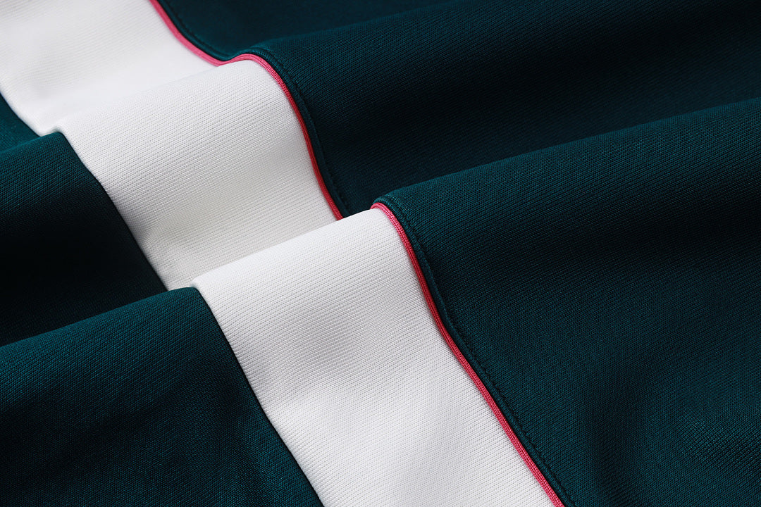 Survêtement Ensemble Veste Fermeture Éclair Real Madrid Vert Foncé Beige