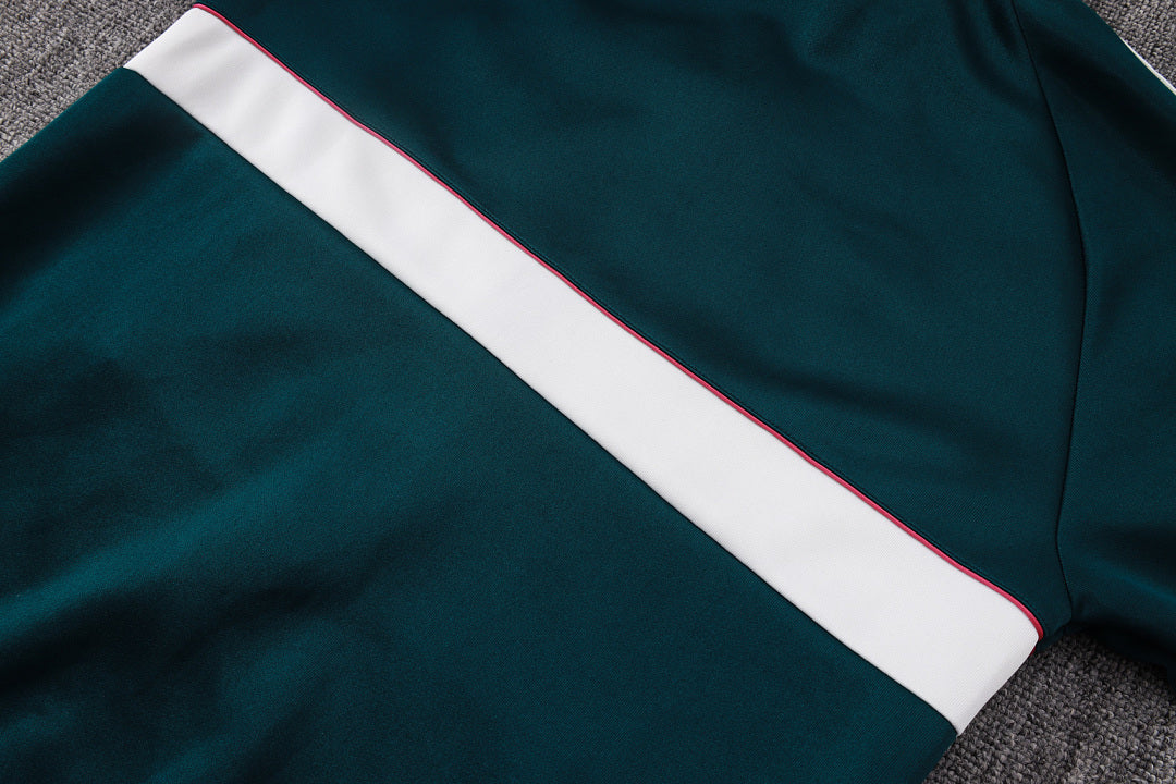 Survêtement Ensemble Veste Fermeture Éclair Real Madrid Vert Foncé Beige