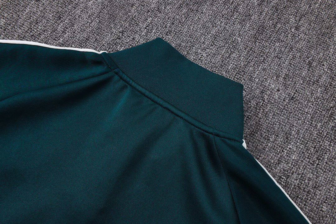Survêtement Ensemble Veste Fermeture Éclair Real Madrid Vert Foncé Beige