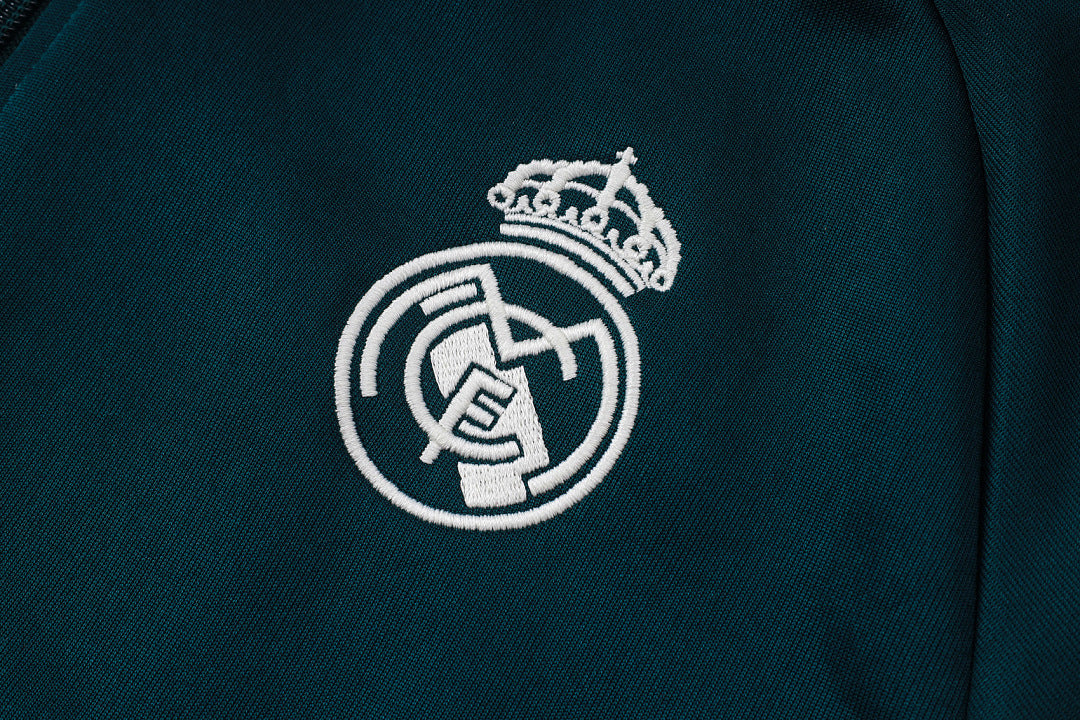Survêtement Ensemble Veste Fermeture Éclair Real Madrid Vert Foncé Beige