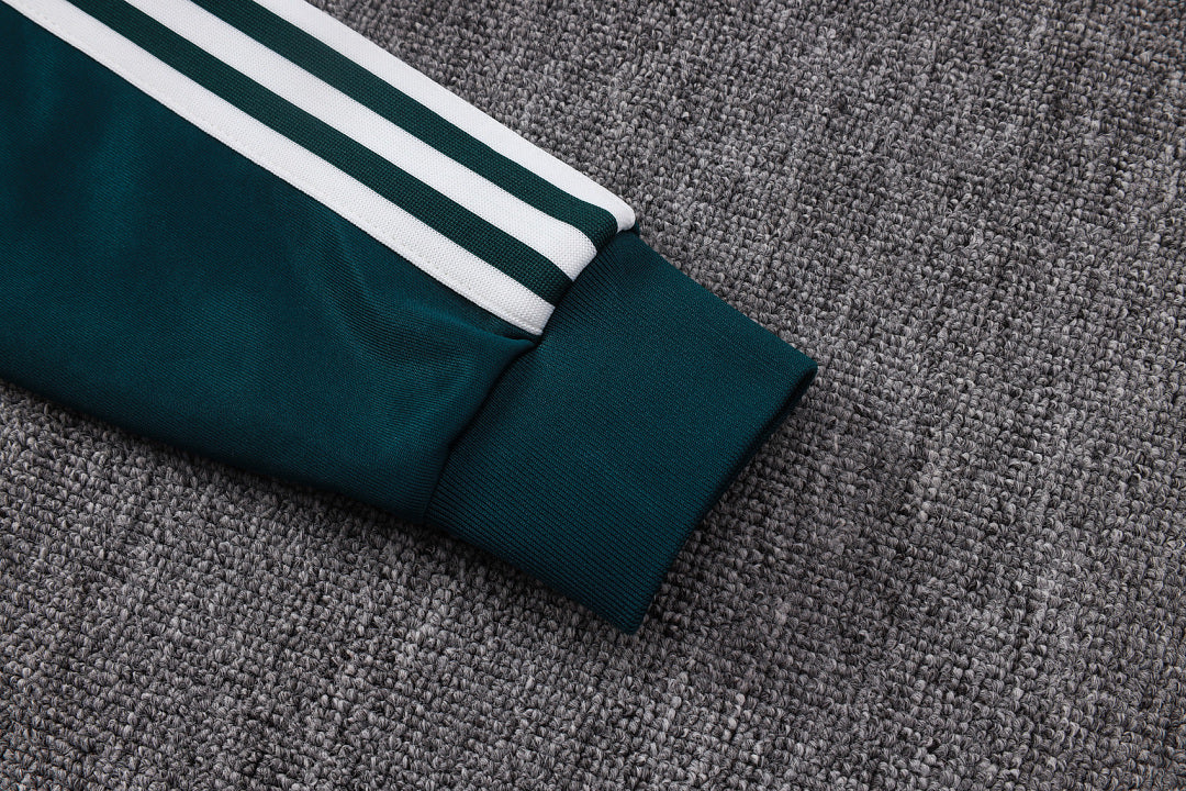 Survêtement Ensemble Veste Fermeture Éclair Real Madrid Vert Foncé Beige