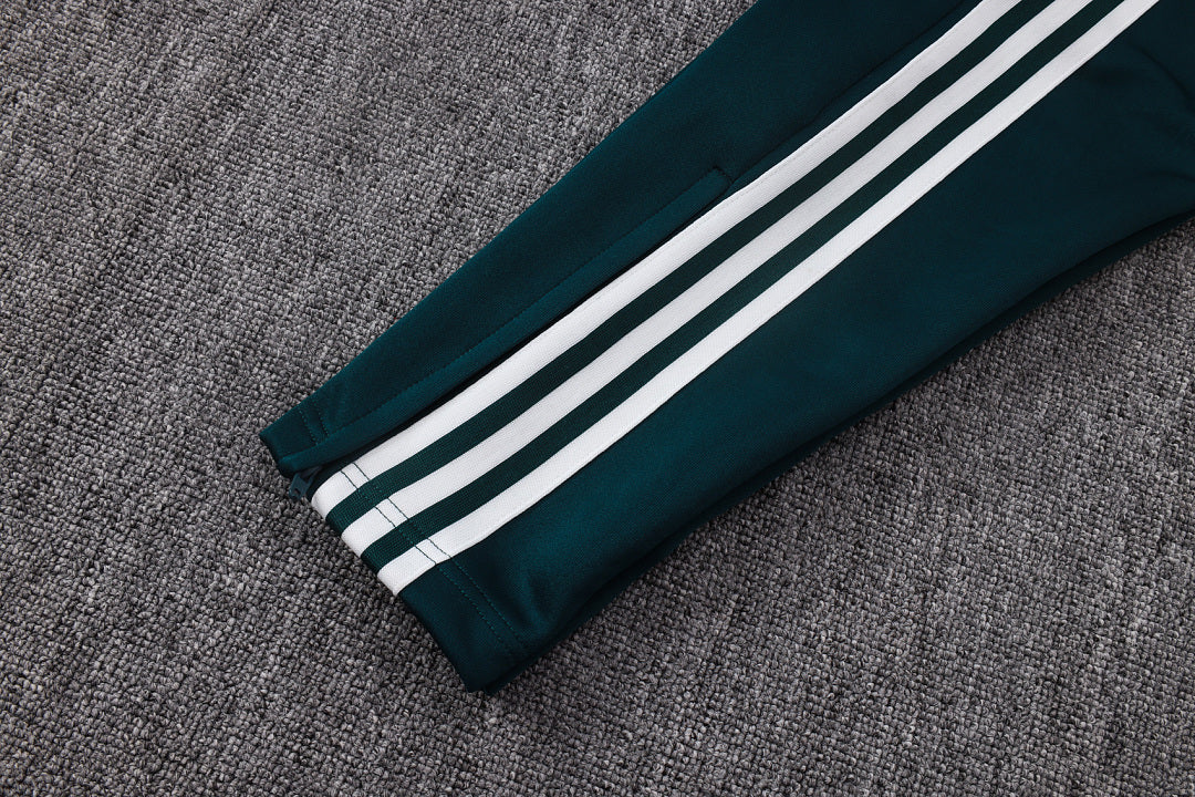 Survêtement Ensemble Veste Fermeture Éclair Real Madrid Vert Foncé Beige