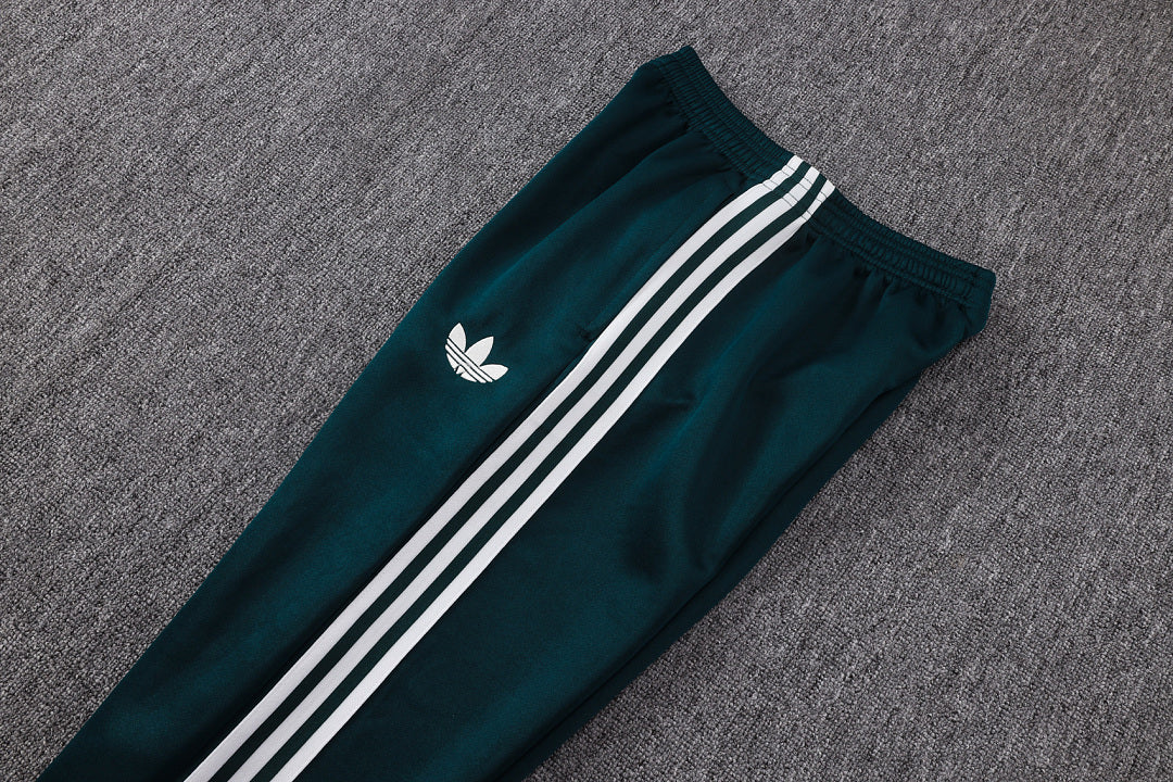 Survêtement Ensemble Veste Fermeture Éclair Real Madrid Vert Foncé Beige
