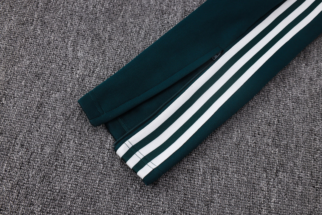 Survêtement Ensemble Veste Fermeture Éclair Real Madrid Vert Foncé Beige