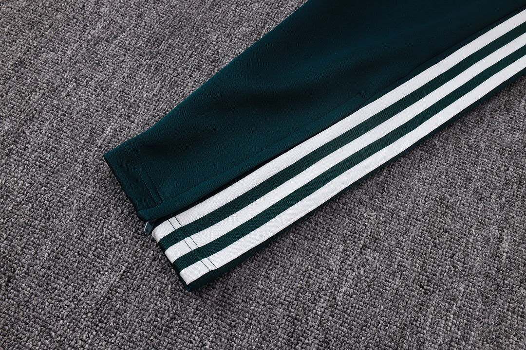 Survêtement Ensemble Veste Fermeture Éclair Real Madrid Vert Foncé Beige
