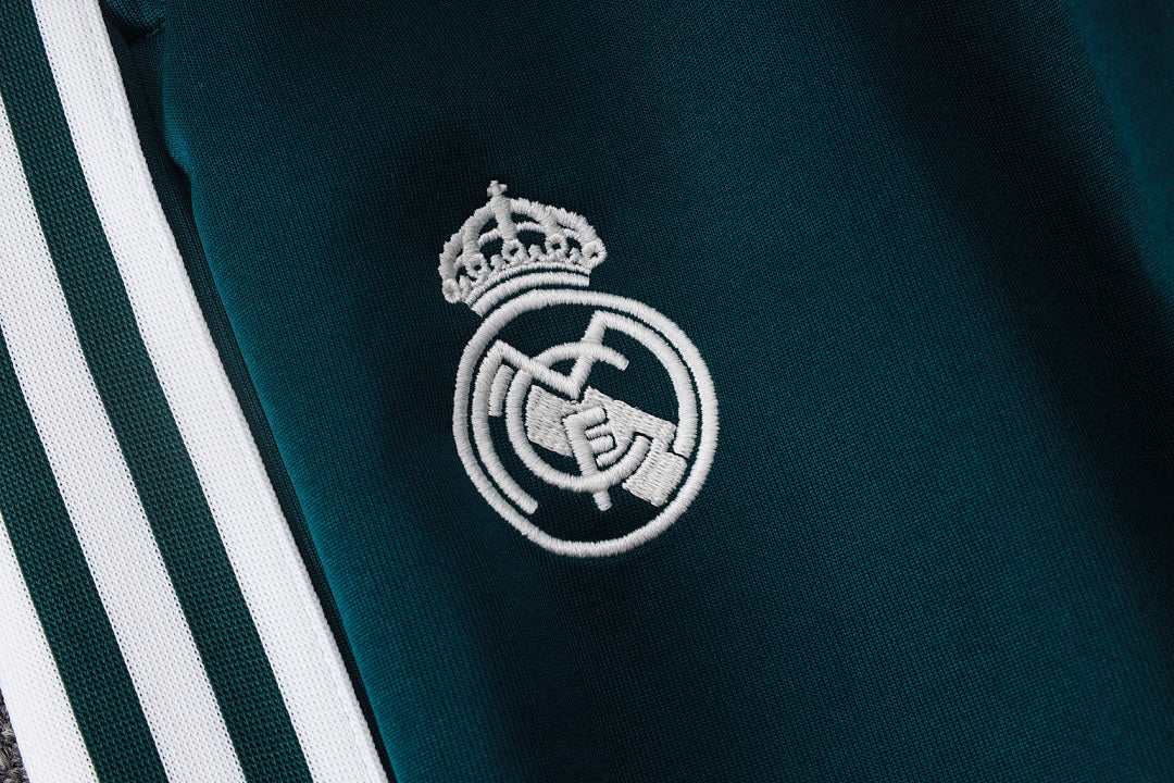 Survêtement Ensemble Veste Fermeture Éclair Real Madrid Vert Foncé Beige