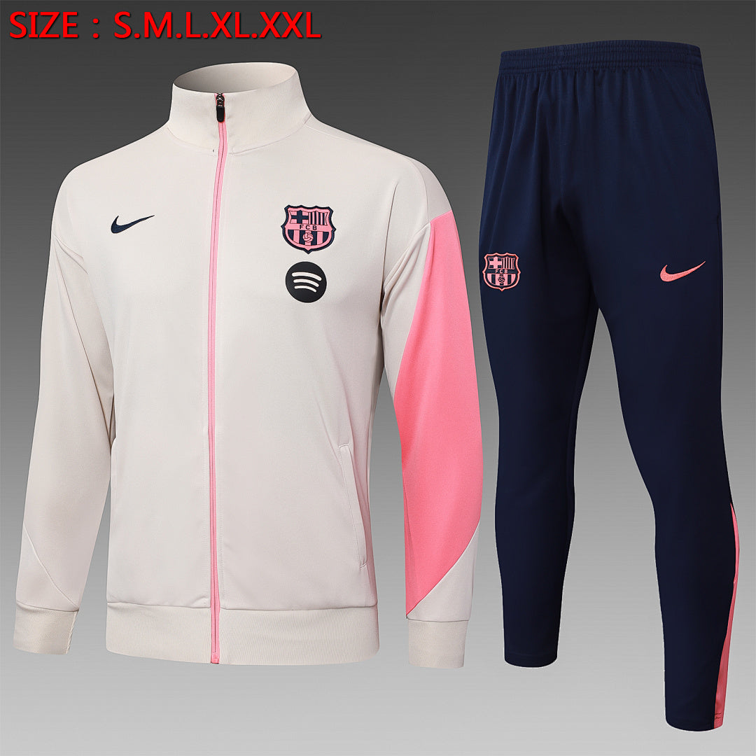 Survêtement Veste Jogging Capuche FC Barcelone Beige 2025/26