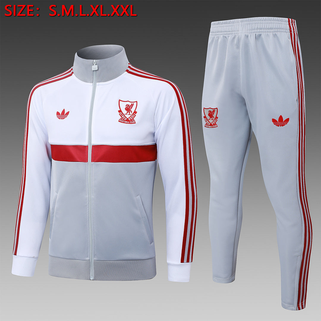 Survêtement Veste zippée Liverpool Gris Blanc